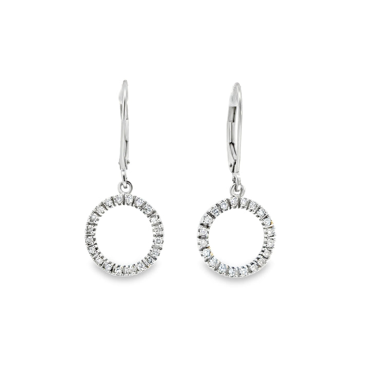 0.40 CTW Diamond Circle Drop Earrings 10K White Gold