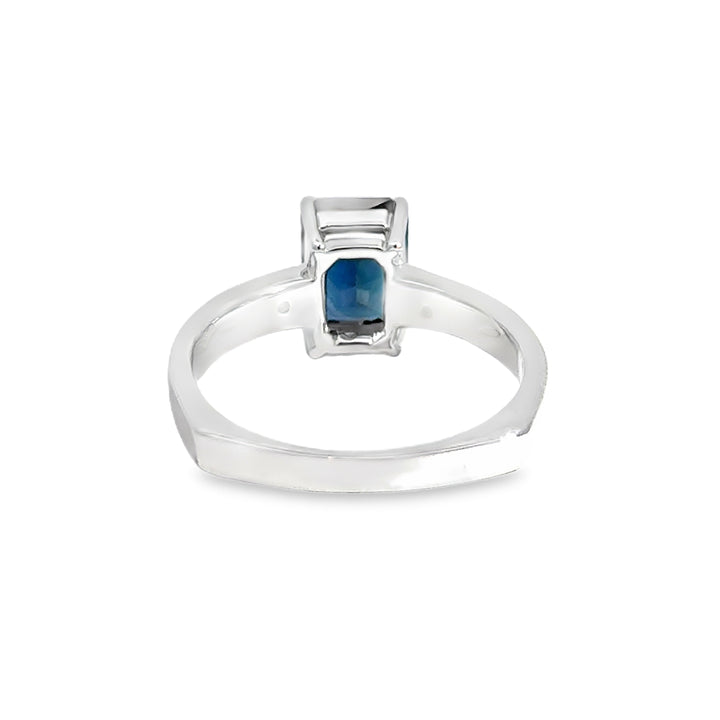 1.59CT Blue Sapphire & Diamond Ring in 14K White Gold