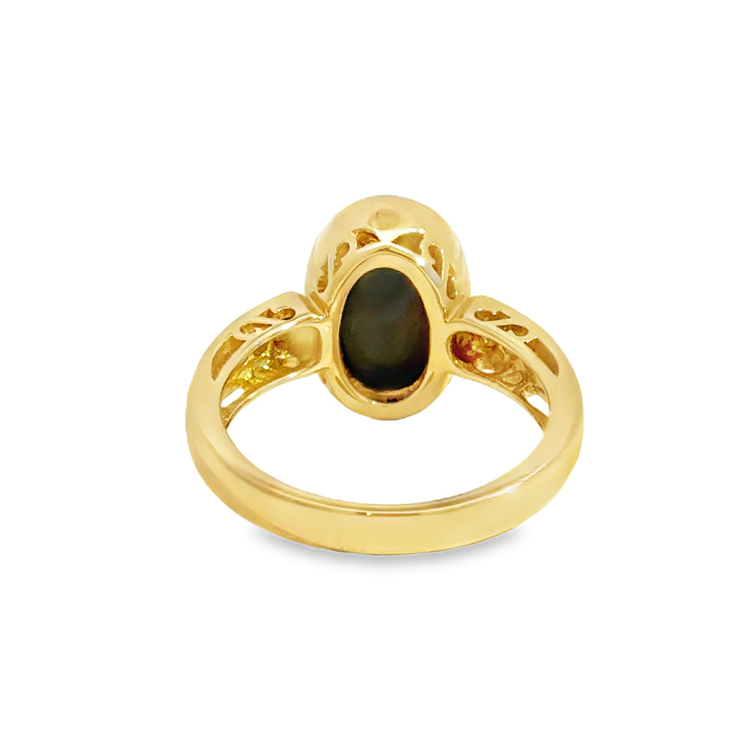 3.03CT Opal &amp; Diamond Ring in 14K Yellow Gold