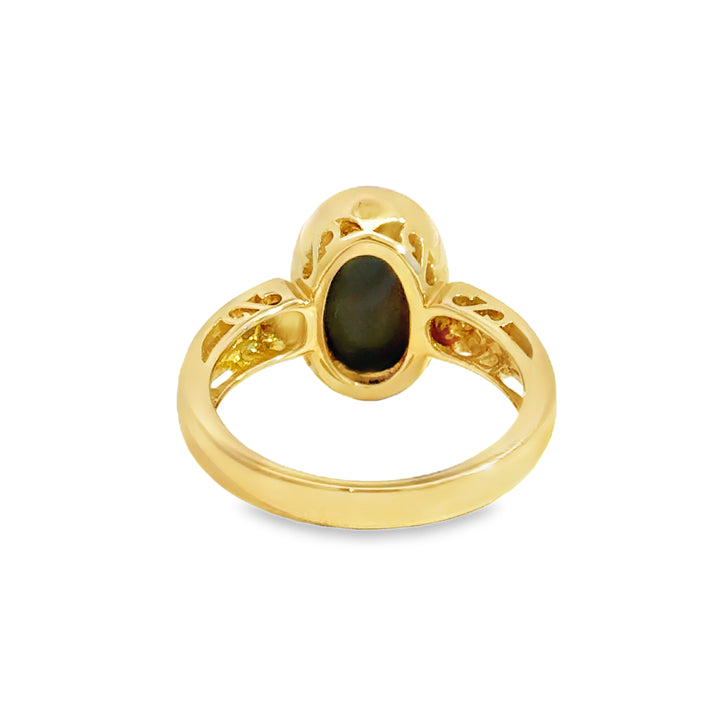 3.03CT Opal &amp; Diamond Ring in 14K Yellow Gold