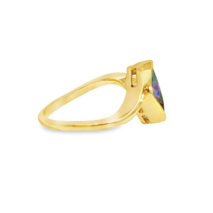 2.46CT Boulder Opal Ring in 14K Yellow Gold
