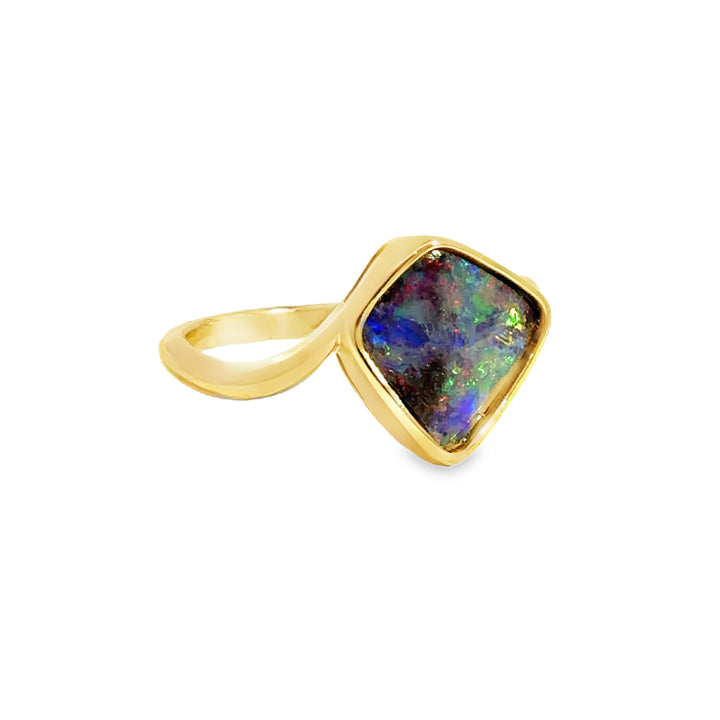 2.46CT Boulder Opal Ring in 14K Yellow Gold
