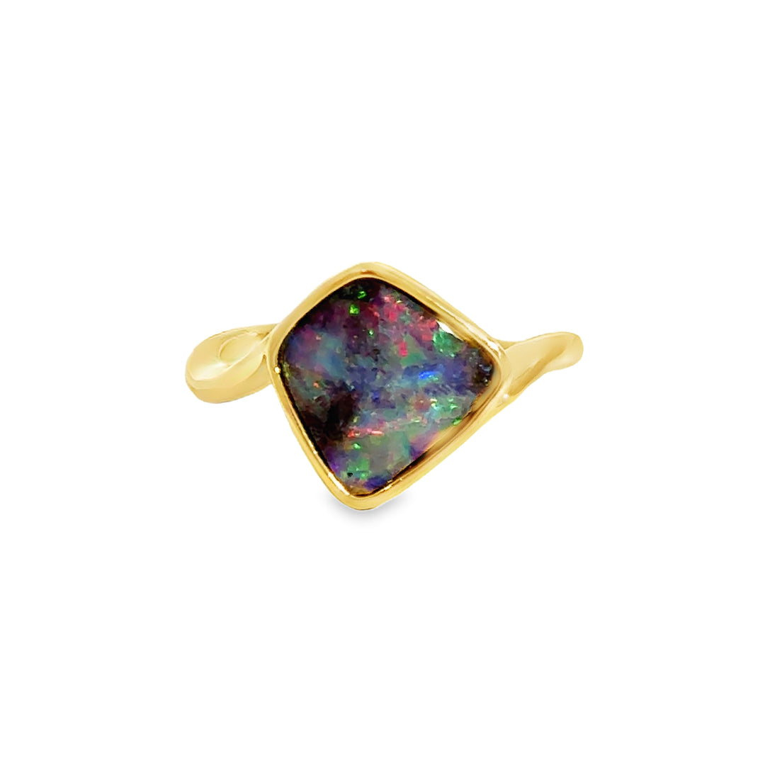 2.46CT Boulder Opal Ring in 14K Yellow Gold
