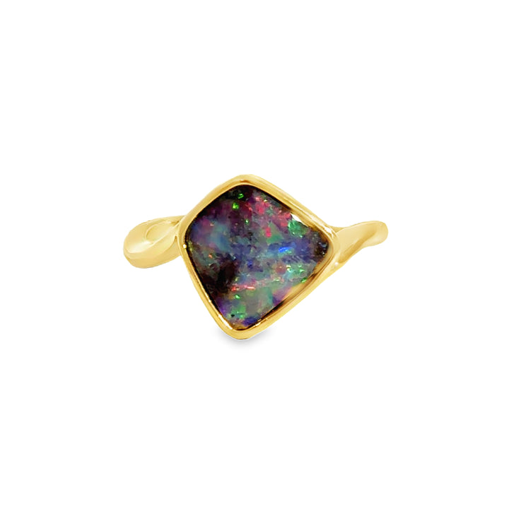 2.46CT Boulder Opal Ring in 14K Yellow Gold