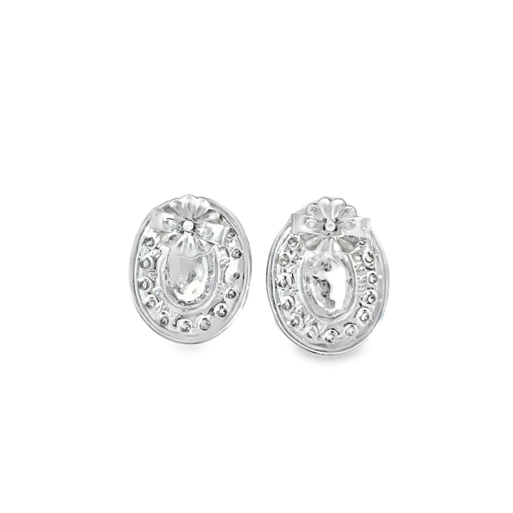 0.95CTW Lightning Ridge Black Opal &amp; Diamond Stud Earrings in 18K White Gold