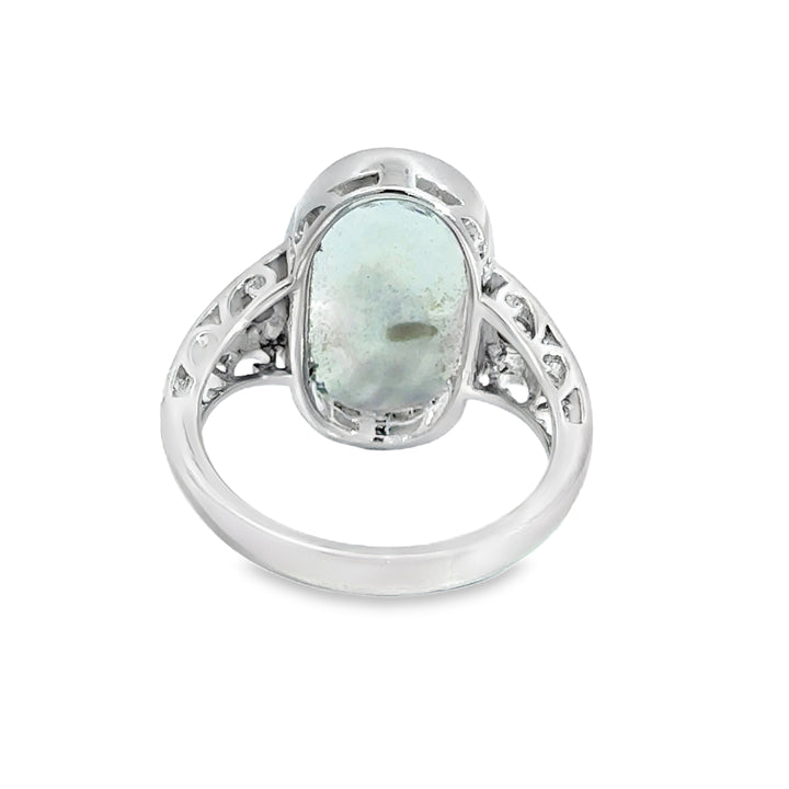 3.20CT Ethiopian Opal & Diamond Ring in 14K White Gold