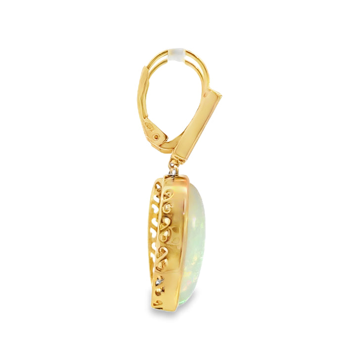 7.36CTW Ethiopian Opal Drop Earrings in 14K Yellow Gold