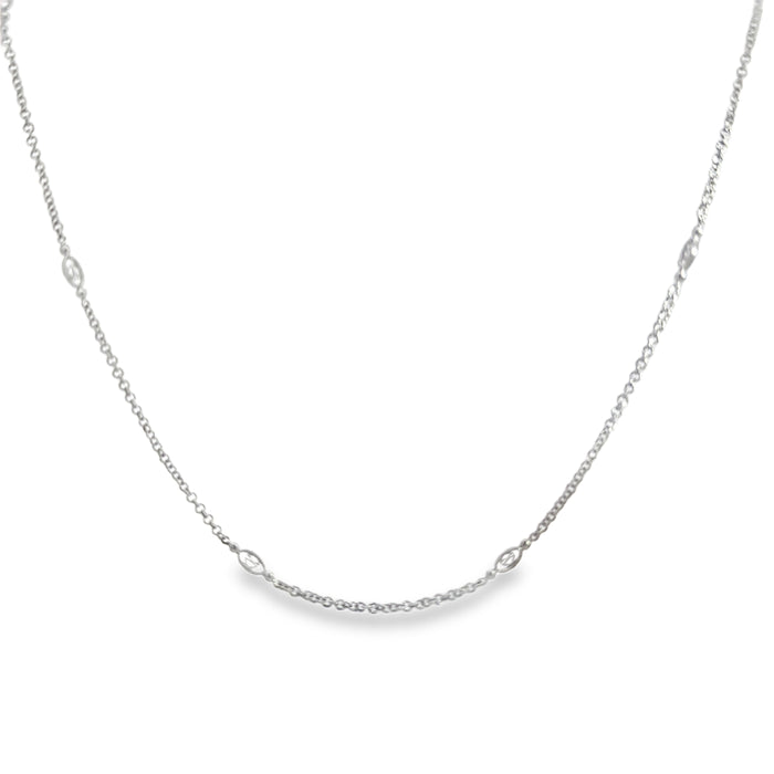 18K White Gold Oval Link Chain Necklace with Toggle Clasp