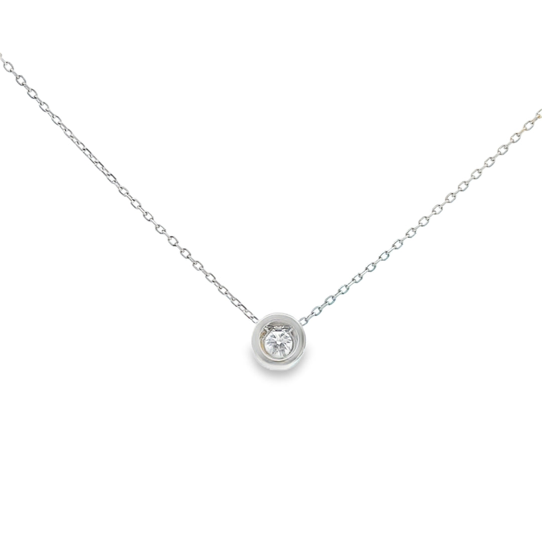 0.20CT Diamond Bezel Pendant Necklace in 14K White Gold