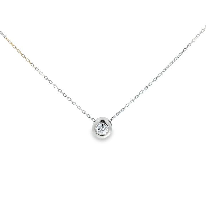 0.20CT Diamond Bezel Pendant Necklace in 14K White Gold