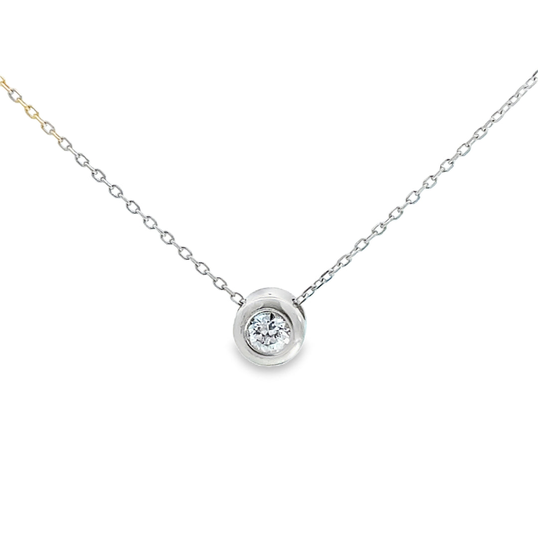 0.20CT Diamond Bezel Pendant Necklace in 14K White Gold