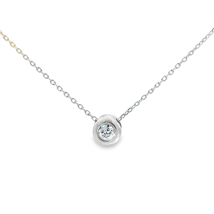 0.20CT Diamond Bezel Pendant Necklace in 14K White Gold