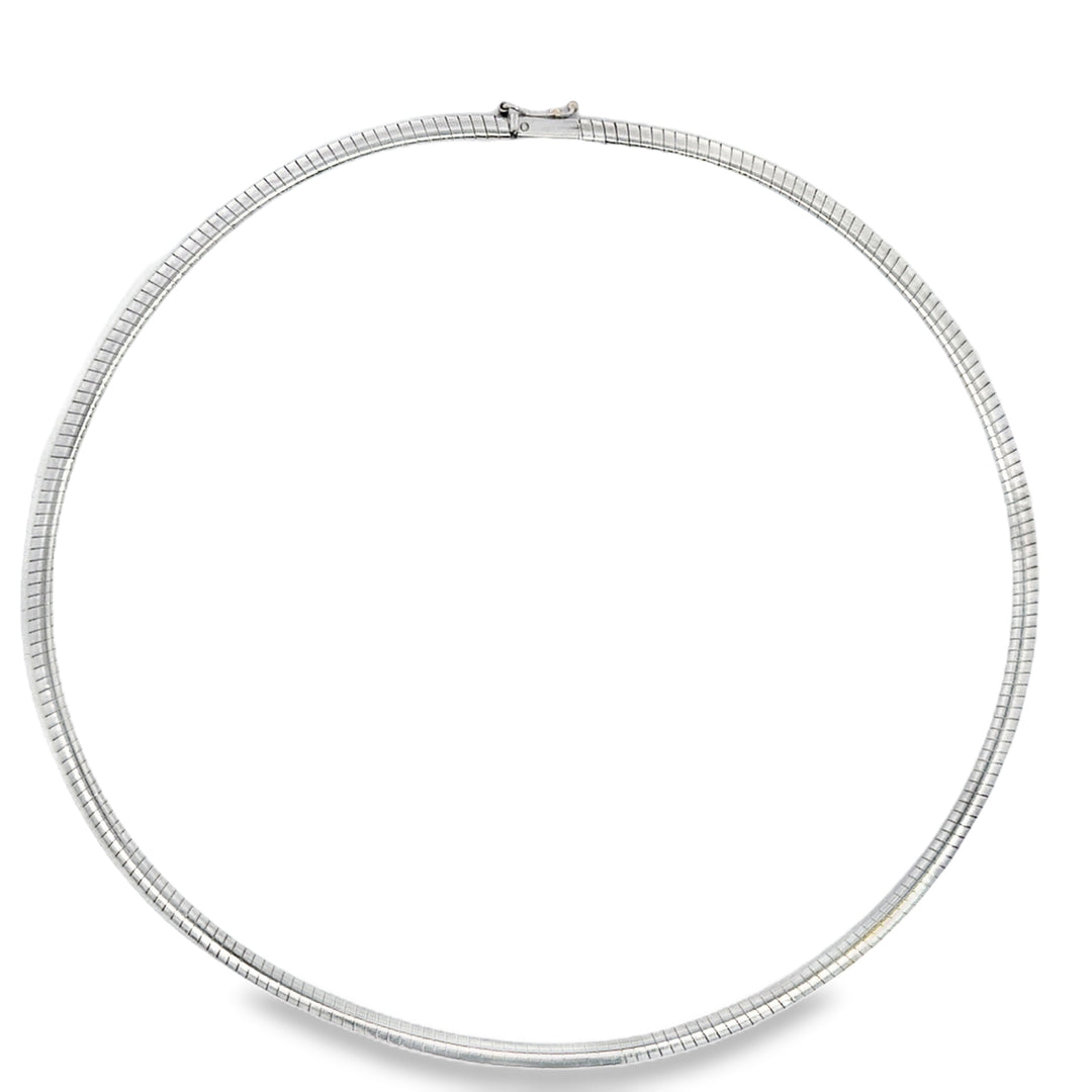 14K White Gold Omega Chain Necklace – 3.3mm