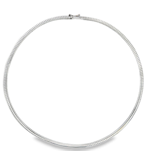 14K White Gold Omega Chain Necklace – 3.3mm