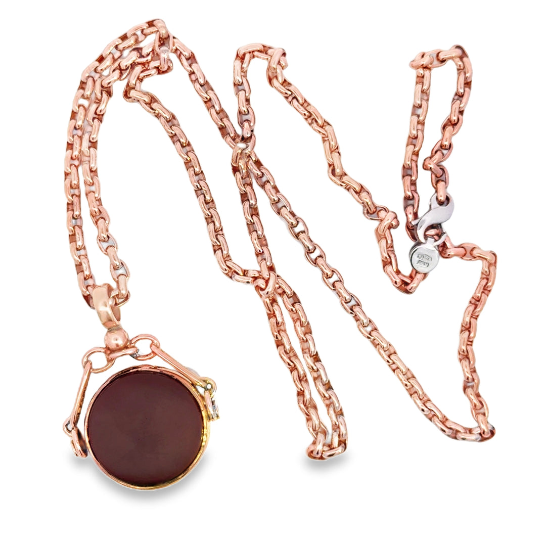 Vintage 14K Rose Gold Fob Pendant Necklace