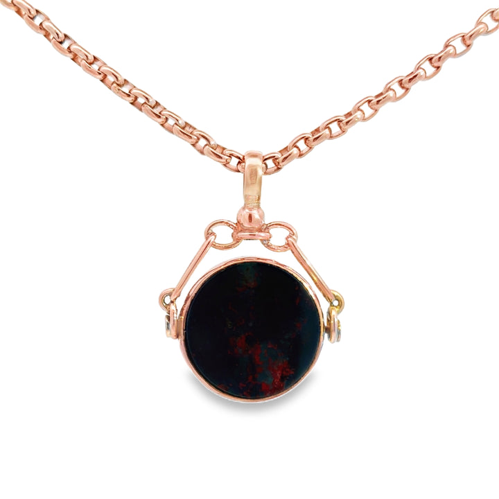 Vintage 14K Rose Gold Fob Pendant Necklace