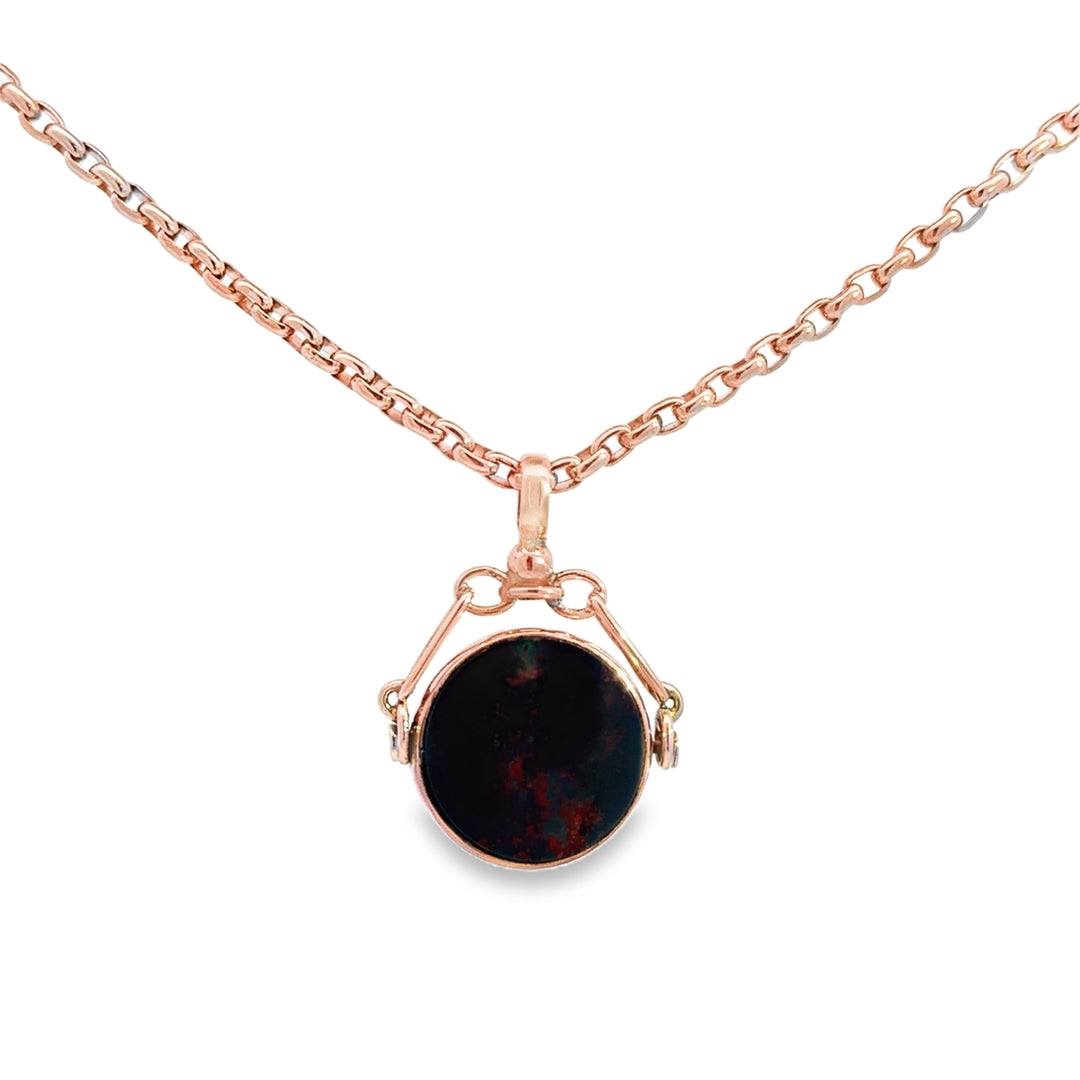 Vintage 14K Rose Gold Fob Pendant Necklace