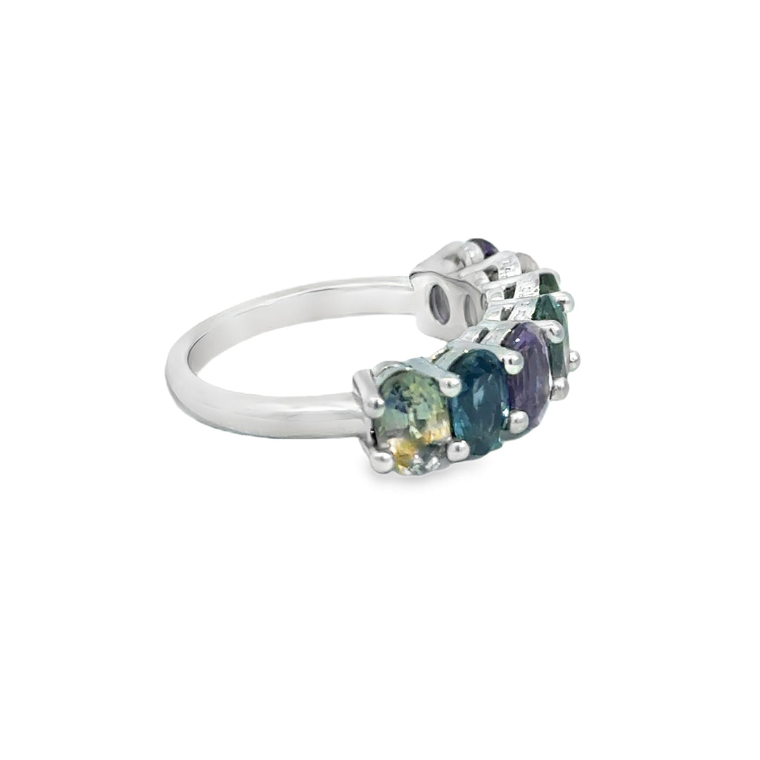 14K White Gold Multi-Color Sapphire Ring