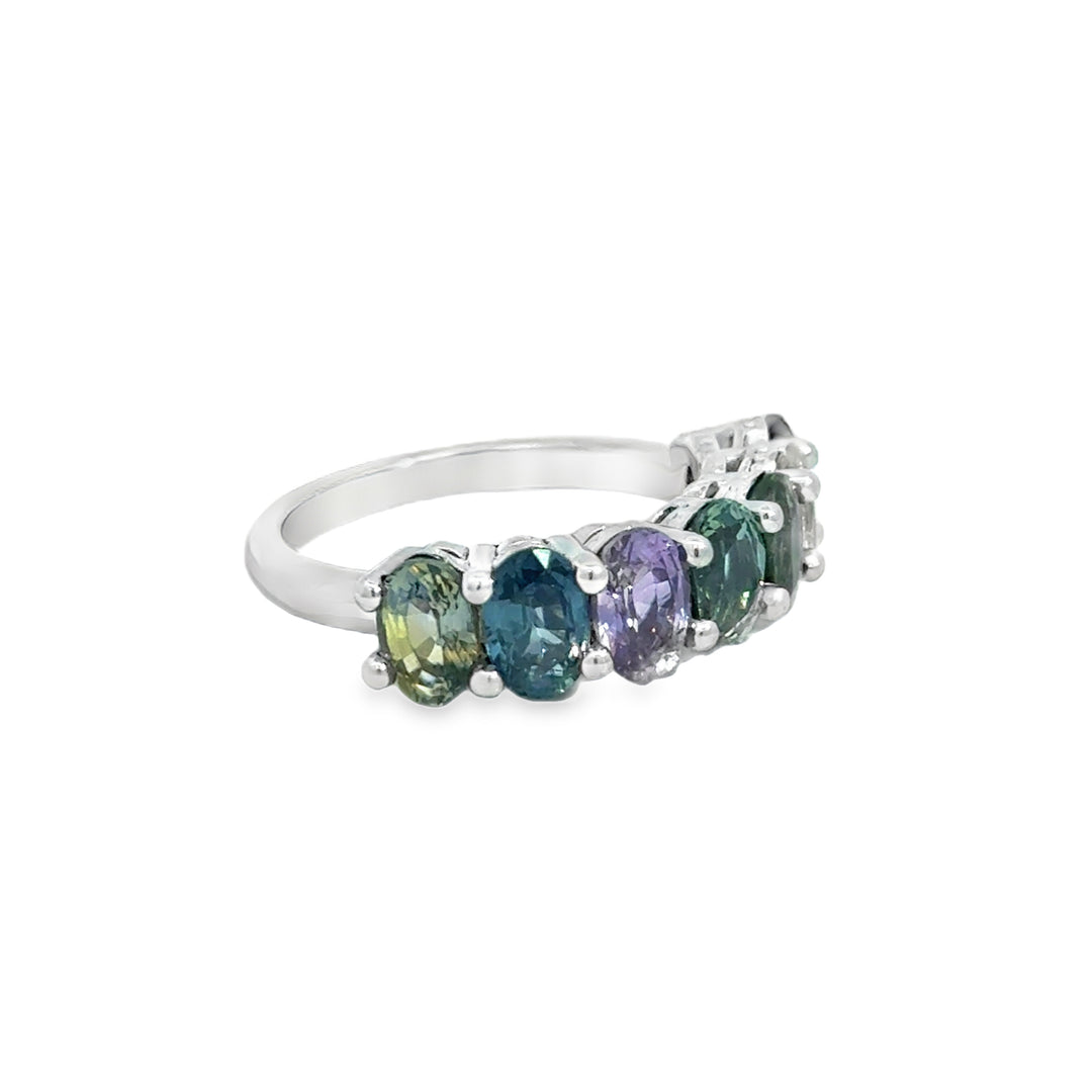 14K White Gold Multi-Color Sapphire Ring
