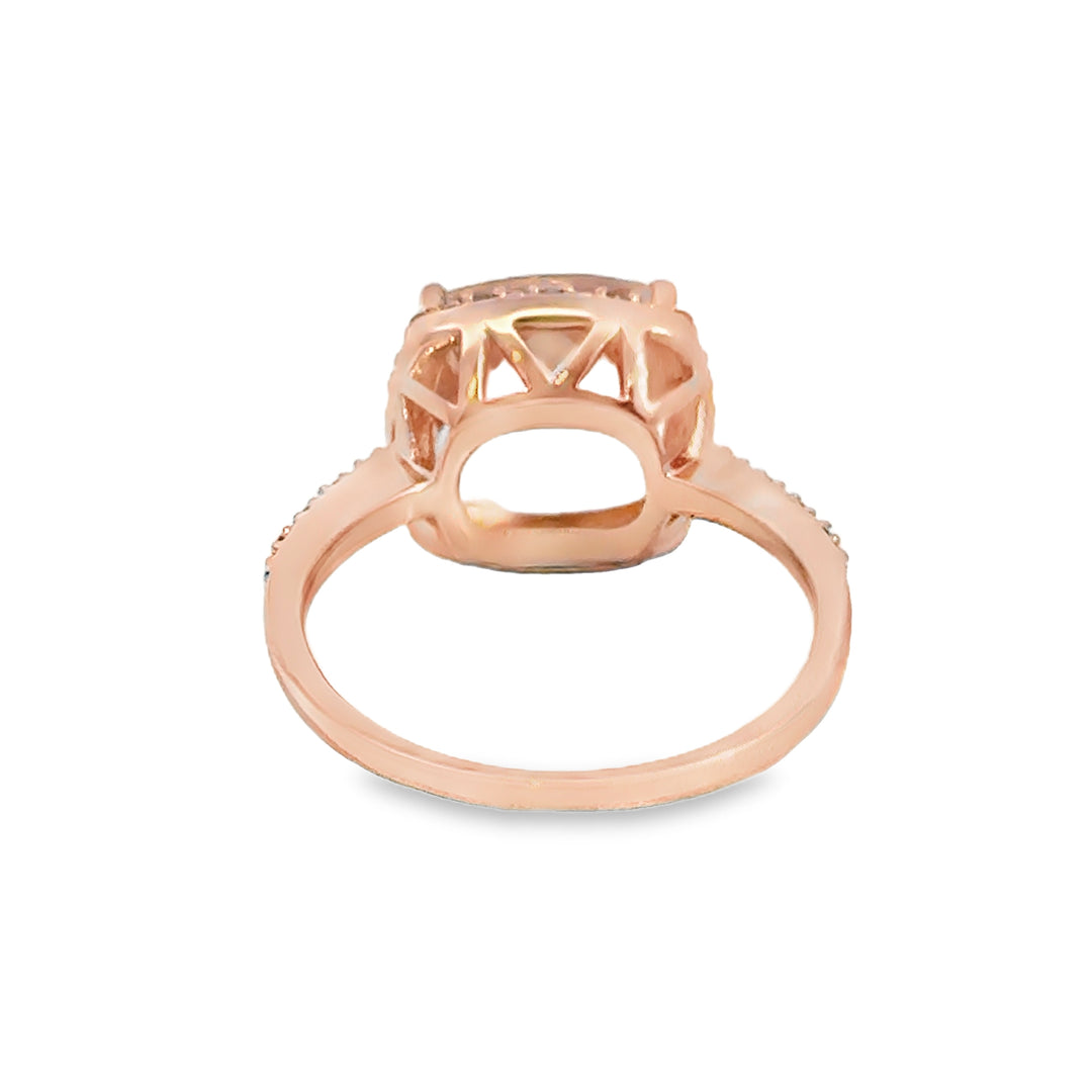 10K Rose Gold Morganite & Diamond Halo Ring