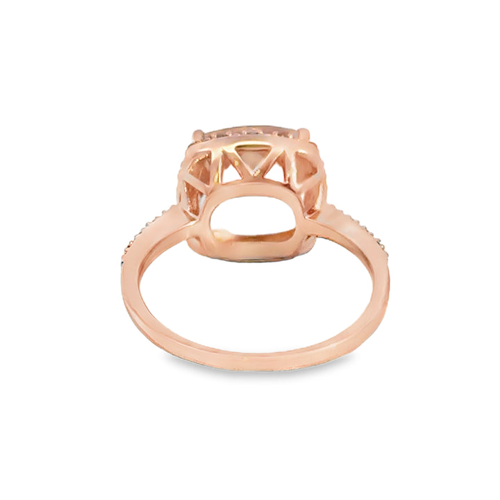 10K Rose Gold Morganite & Diamond Halo Ring
