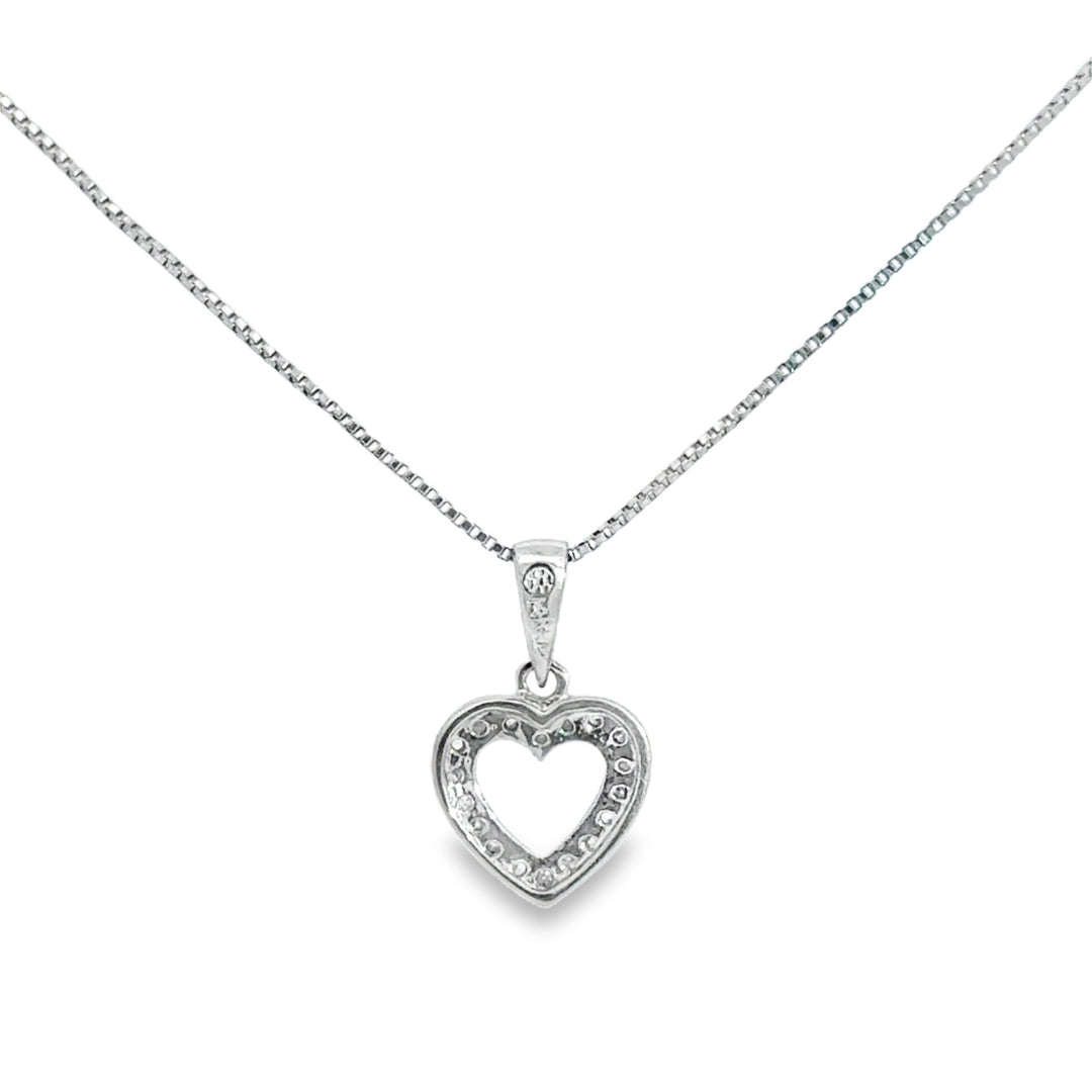 0.10 CTW Diamond Petite Open Heart Necklace in 14K White Gold