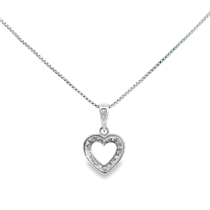 0.10 CTW Diamond Petite Open Heart Necklace in 14K White Gold