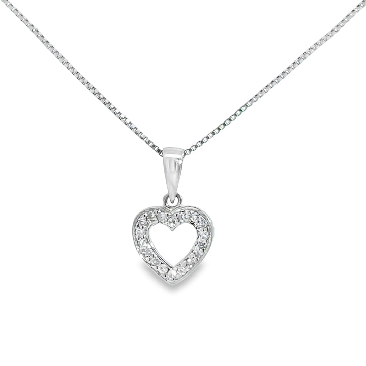 0.10 CTW Diamond Petite Open Heart Necklace in 14K White Gold