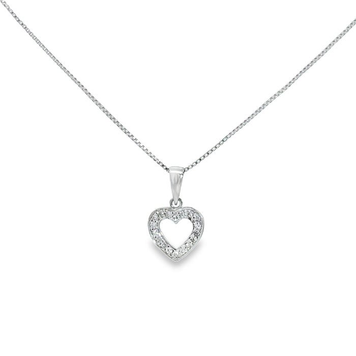 0.10 CTW Diamond Petite Open Heart Necklace in 14K White Gold