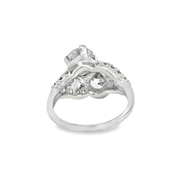 2.42 CTW Diamond 1920's Two-Stone Ring in Platinum