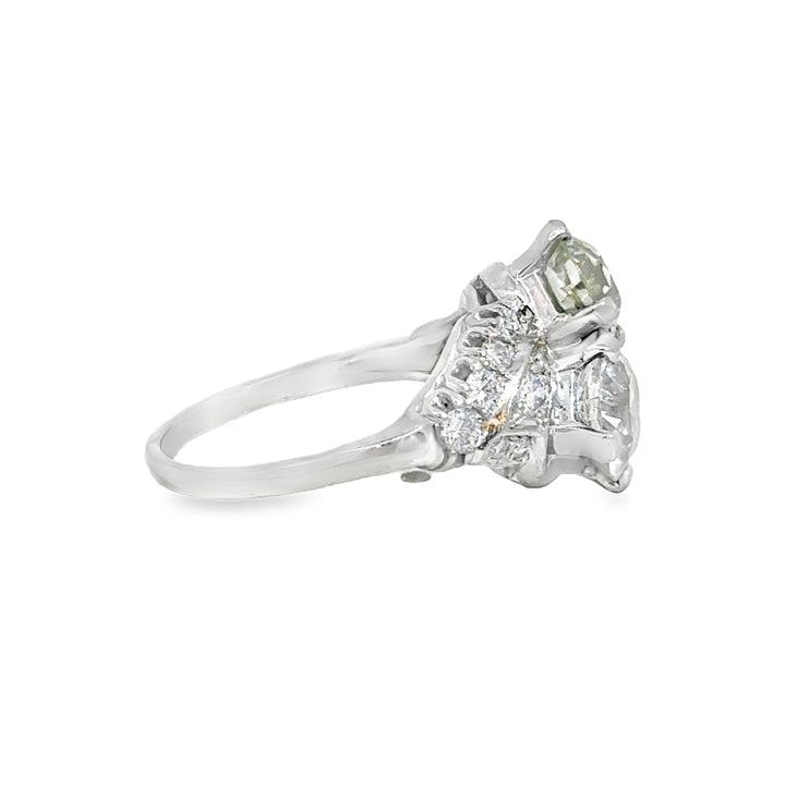 2.42 CTW Diamond 1920's Two-Stone Ring in Platinum