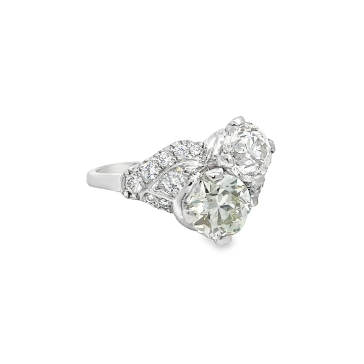 2.42 CTW Diamond 1920's Two-Stone Ring in Platinum