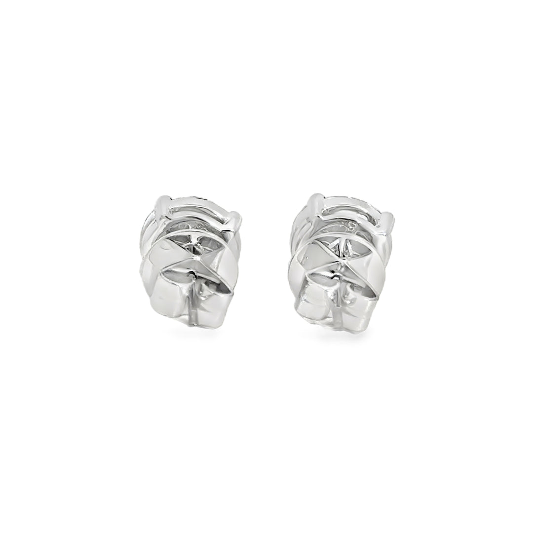 Diamond Cluster Stud Earrings – 1.75 CTW, 18K White Gold
