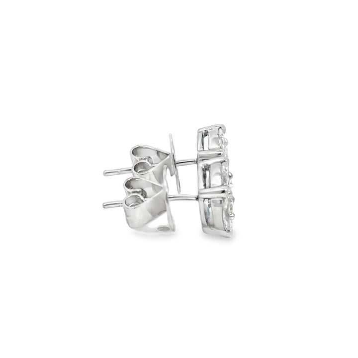 Diamond Cluster Stud Earrings – 1.75 CTW, 18K White Gold
