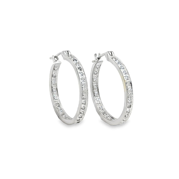 0.50 CTW Diamond 14K White Gold Inside-Out Hoop Earrings