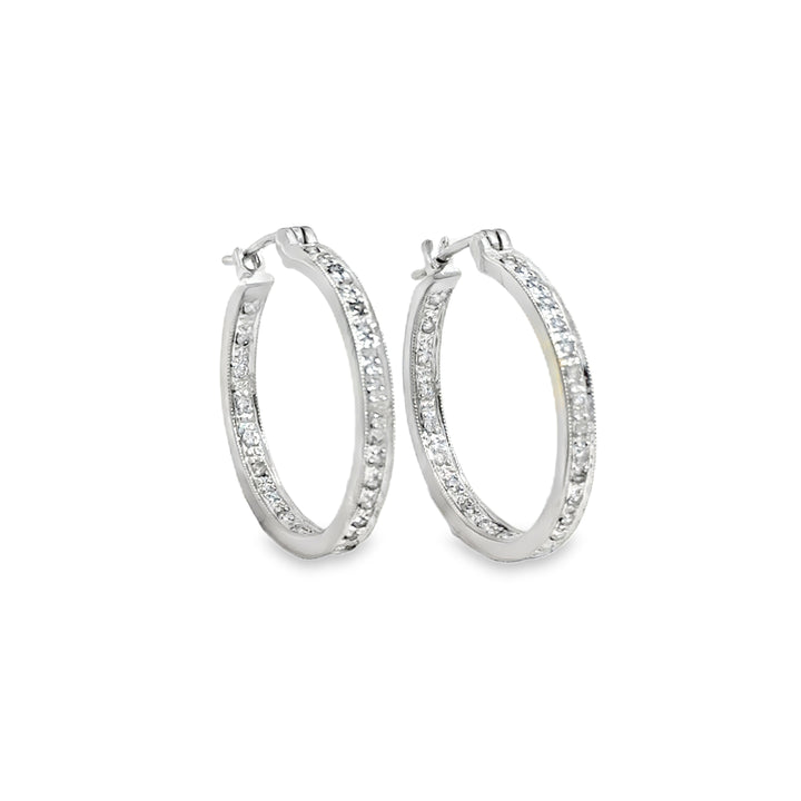 0.50 CTW Diamond 14K White Gold Inside-Out Hoop Earrings