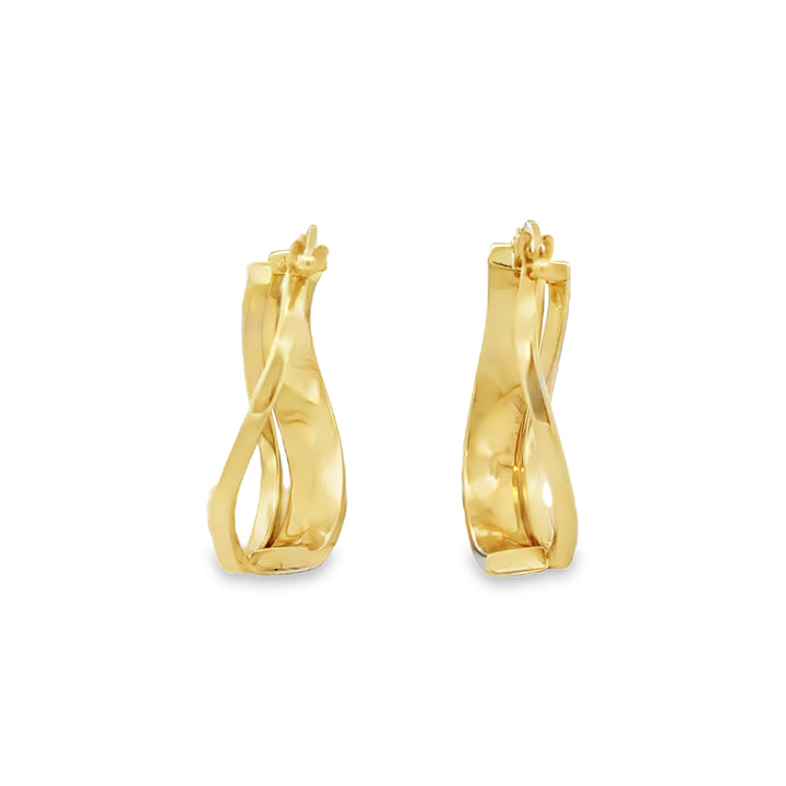 14K Two-Tone Gold Wave Hoop Earrings