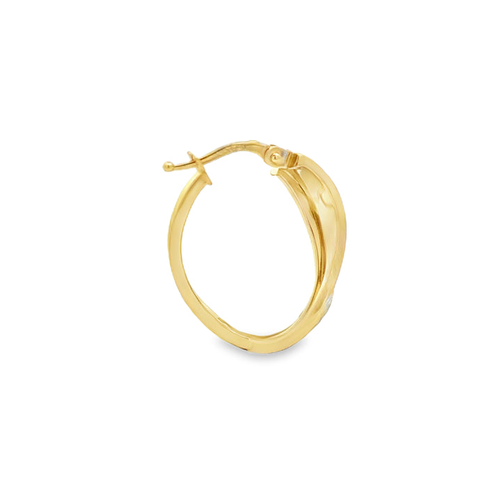 14K Two-Tone Gold Wave Hoop Earrings