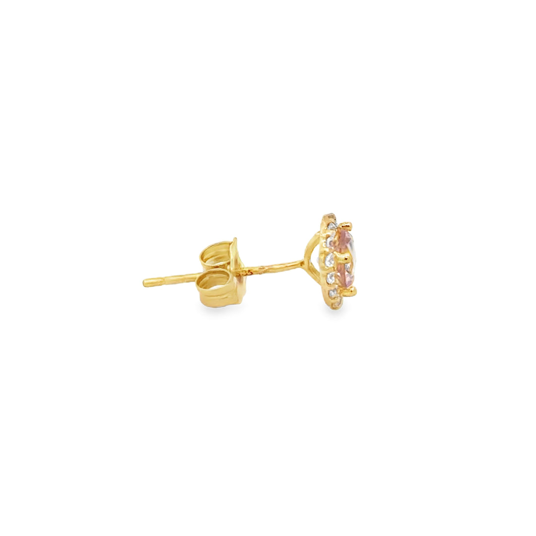 0.14 CTW Diamond 14K Yellow Gold Morganite Stud Earrings