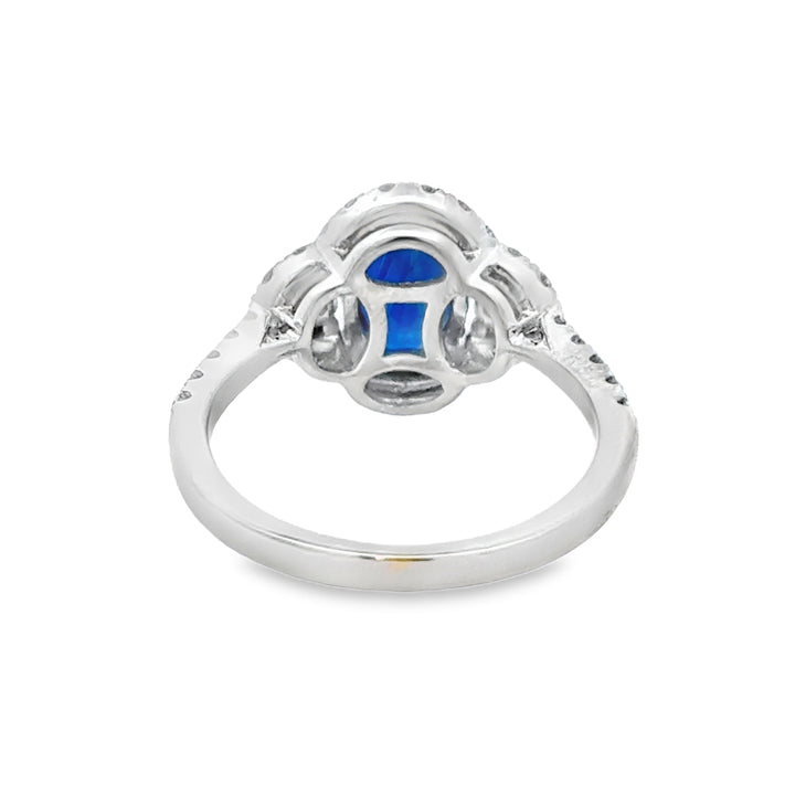 2.04 CT Oval Sapphire & 0.64 CTW Round Diamond 14K White Gold Ring