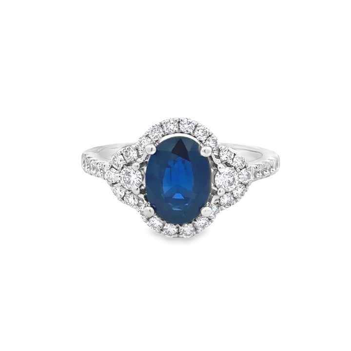 2.04 CT Oval Sapphire & 0.64 CTW Round Diamond 14K White Gold Ring
