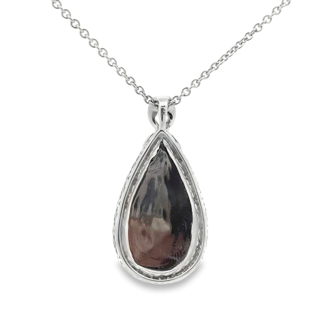 5.82 CT Opal &amp; 0.52 CTW Diamond 14K White Gold Pendant Necklace