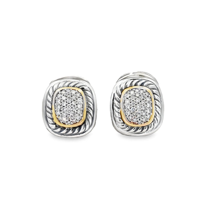 Pre-Owned David Yurman 0.50 CTW Diamond Sterling Silver & 18K Yellow Gold Earrings
