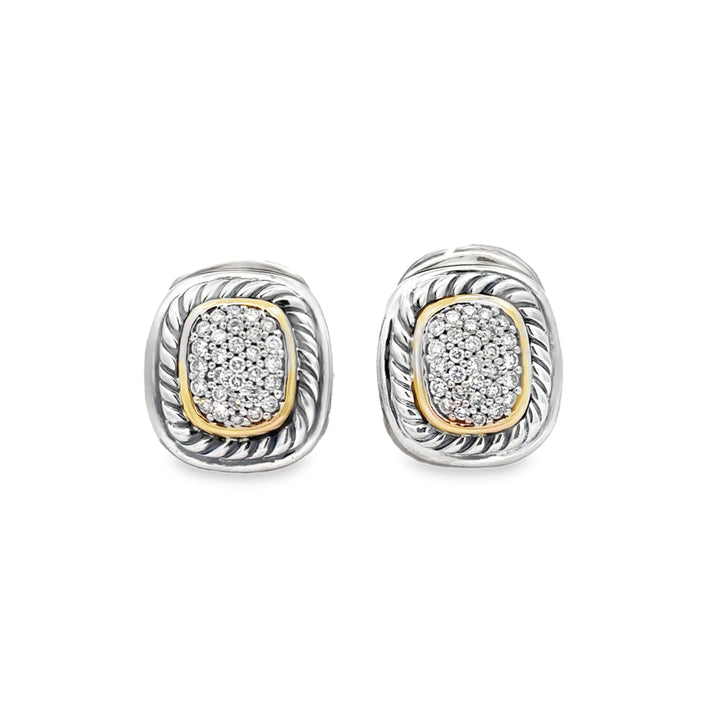 Pre-Owned David Yurman 0.50 CTW Diamond Sterling Silver &amp; 18K Yellow Gold Earrings