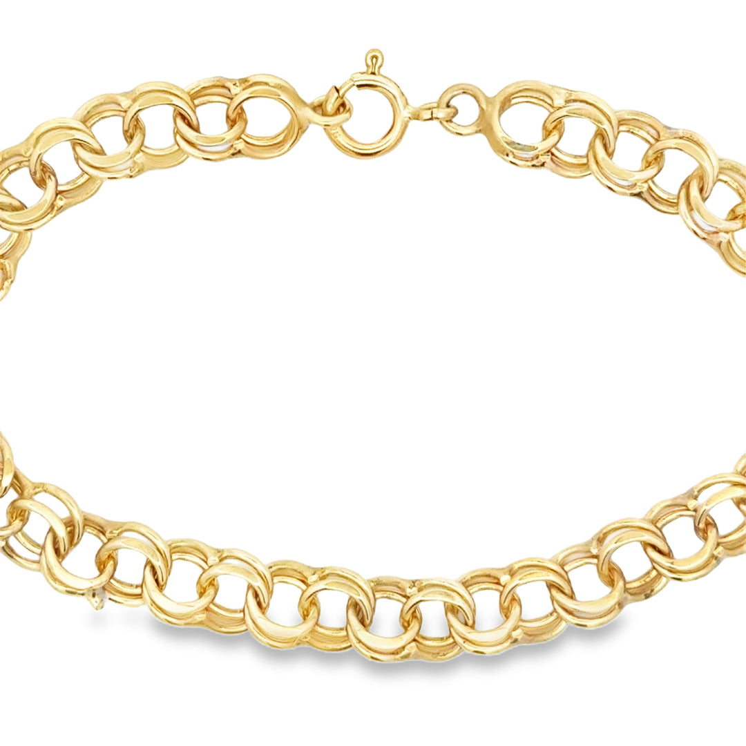 14K Yellow Gold Charm Link Bracelet 7"