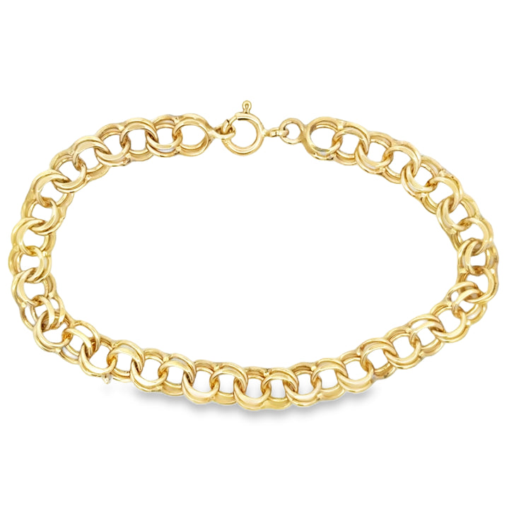 14K Yellow Gold Charm Link Bracelet 7"