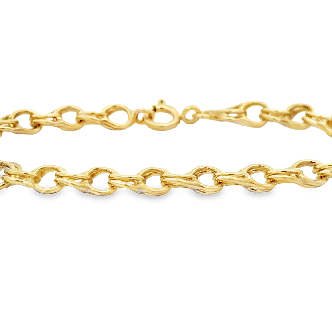 14K Yellow Gold Charm Link Bracelet 7"