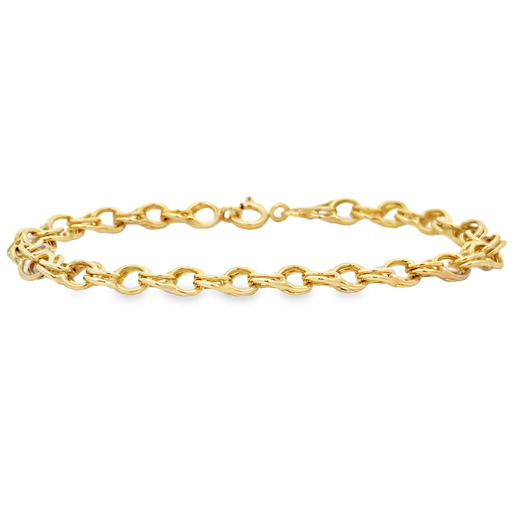14K Yellow Gold Charm Link Bracelet 7"