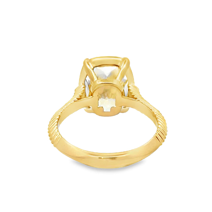 5.32 CT Diamond 18K Yellow Gold Elongated Cushion Cut Engagement Ring