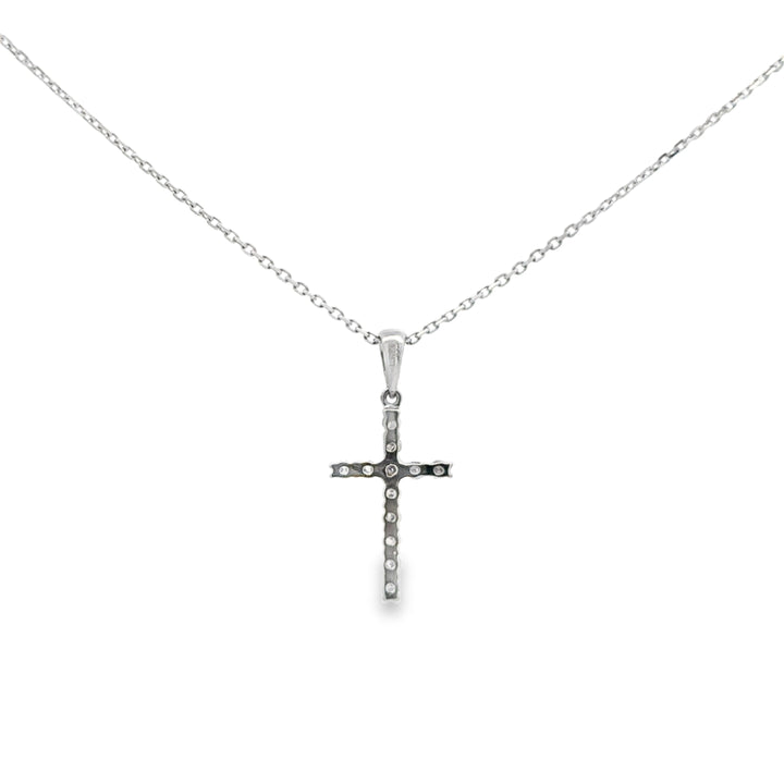 0.23 CTW Diamond 14K White Gold Cross Pendant Necklace
